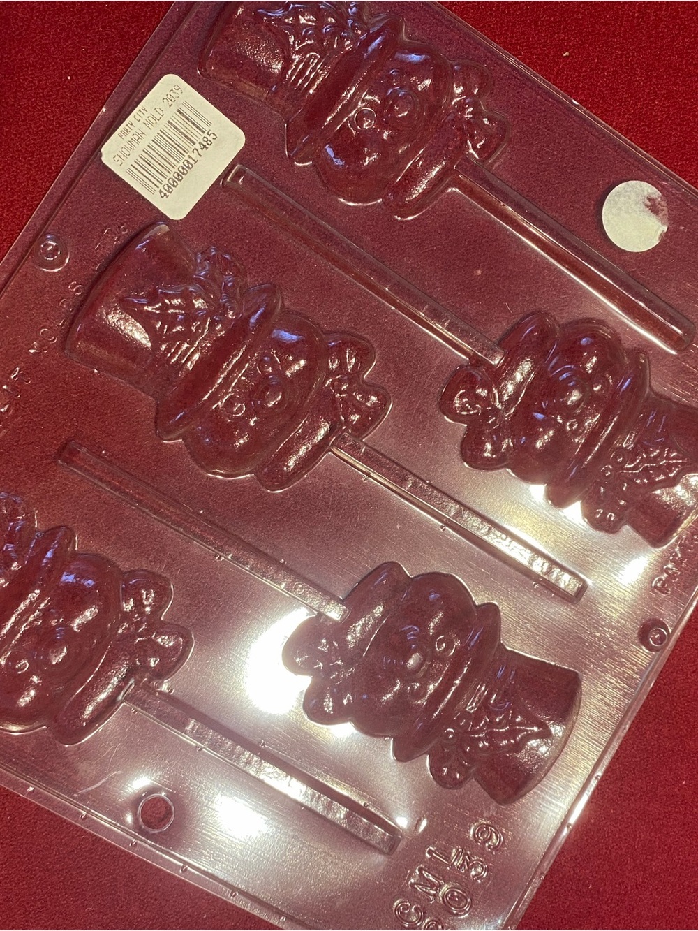 Clear Plastic Snowman Lollipop Mold - Clear